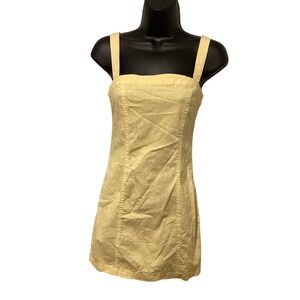 Forever 21 Yellow Polka Dot Mini Dress Square Neck Spaghetti Strap Size S